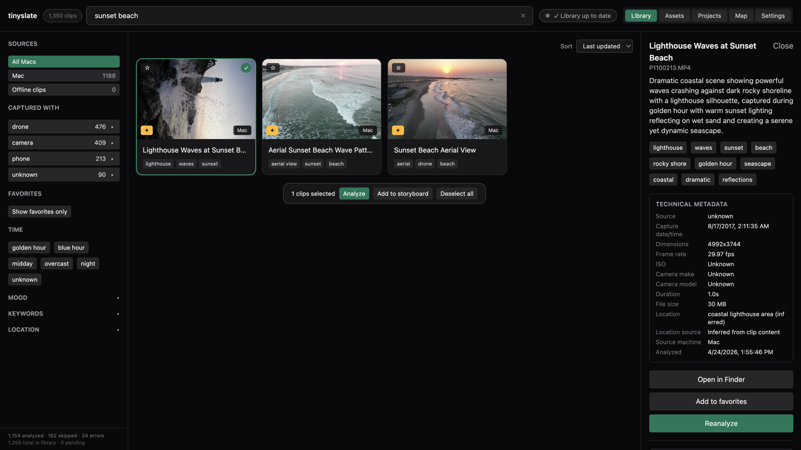 Clip detail with AI summary and keywords